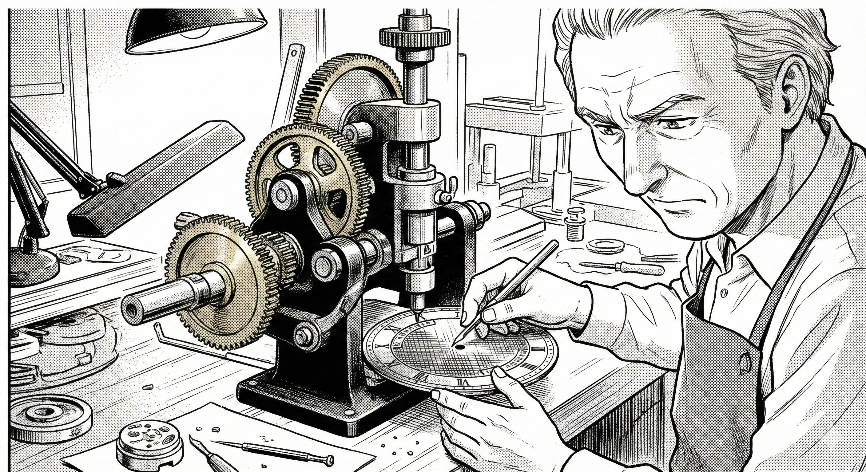 第21コマ：ギヨシェ彫りをする現代の職人