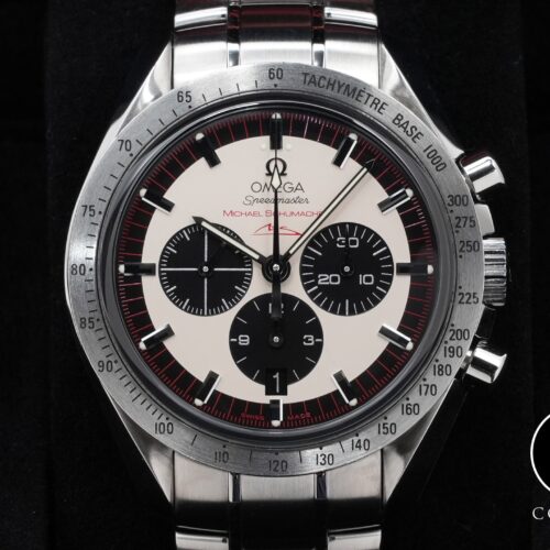 オメガ スピードマスター シューマッハ レジェンド Ref.3853.32 アイボリー×ブラック文字盤 中古 93ro395d 商品画像1