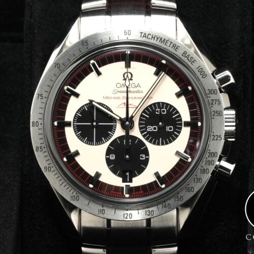 オメガ スピードマスター シューマッハ レジェンド Ref.3853.32 アイボリー×ブラック文字盤 中古 rso35hti 商品画像1