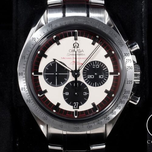 オメガ スピードマスター シューマッハ レジェンド Ref.3853.32 ステンレススチール アイボリー×ブラック文字盤 中古 ovicbsgu 商品画像1
