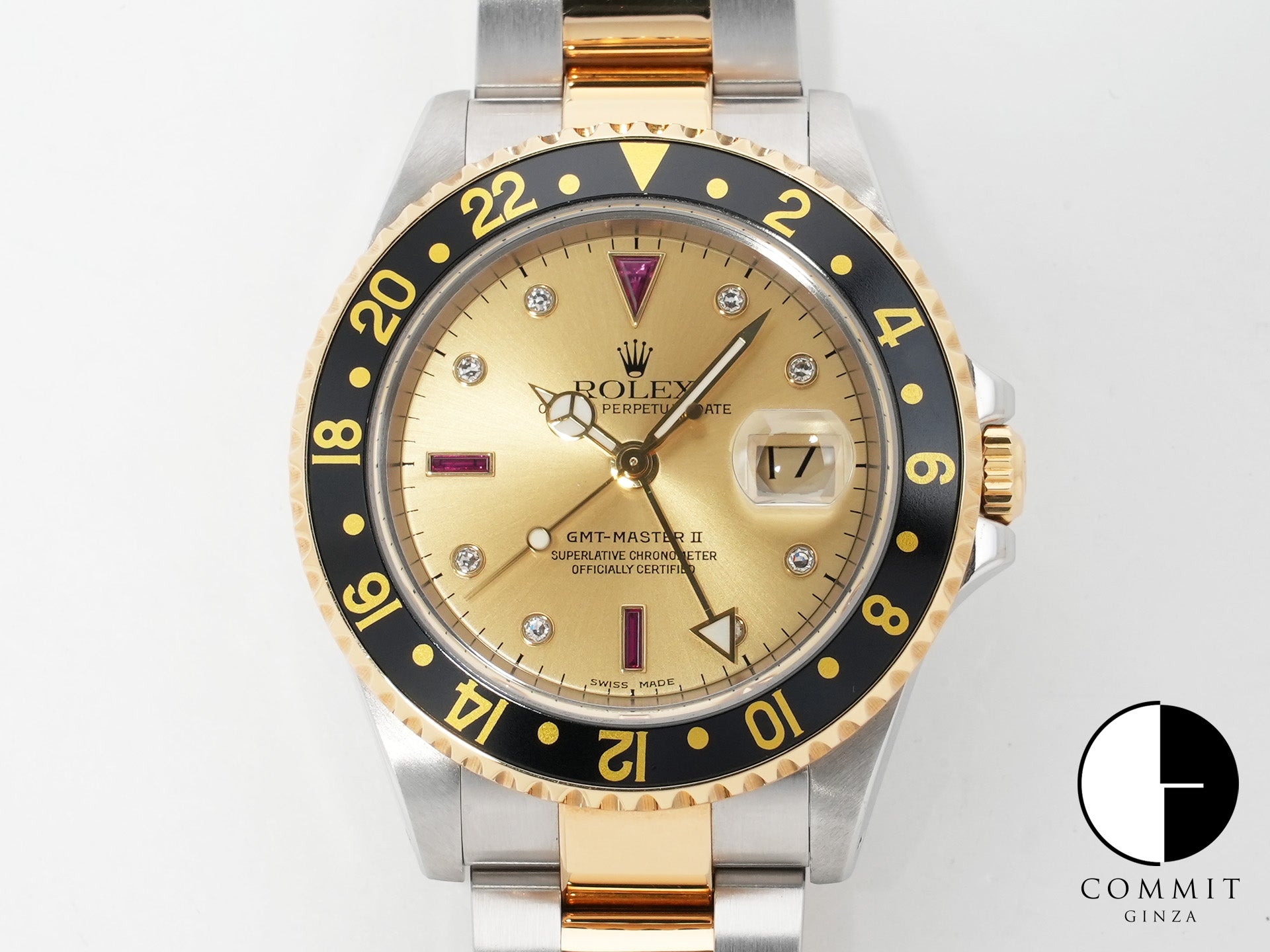 ロレックス GMTマスターII Ref.16713RG ステンレススチール/イエローゴールド シャンパン文字盤 オイスターブレスレット 中古 iafxtkn2 商品画像1