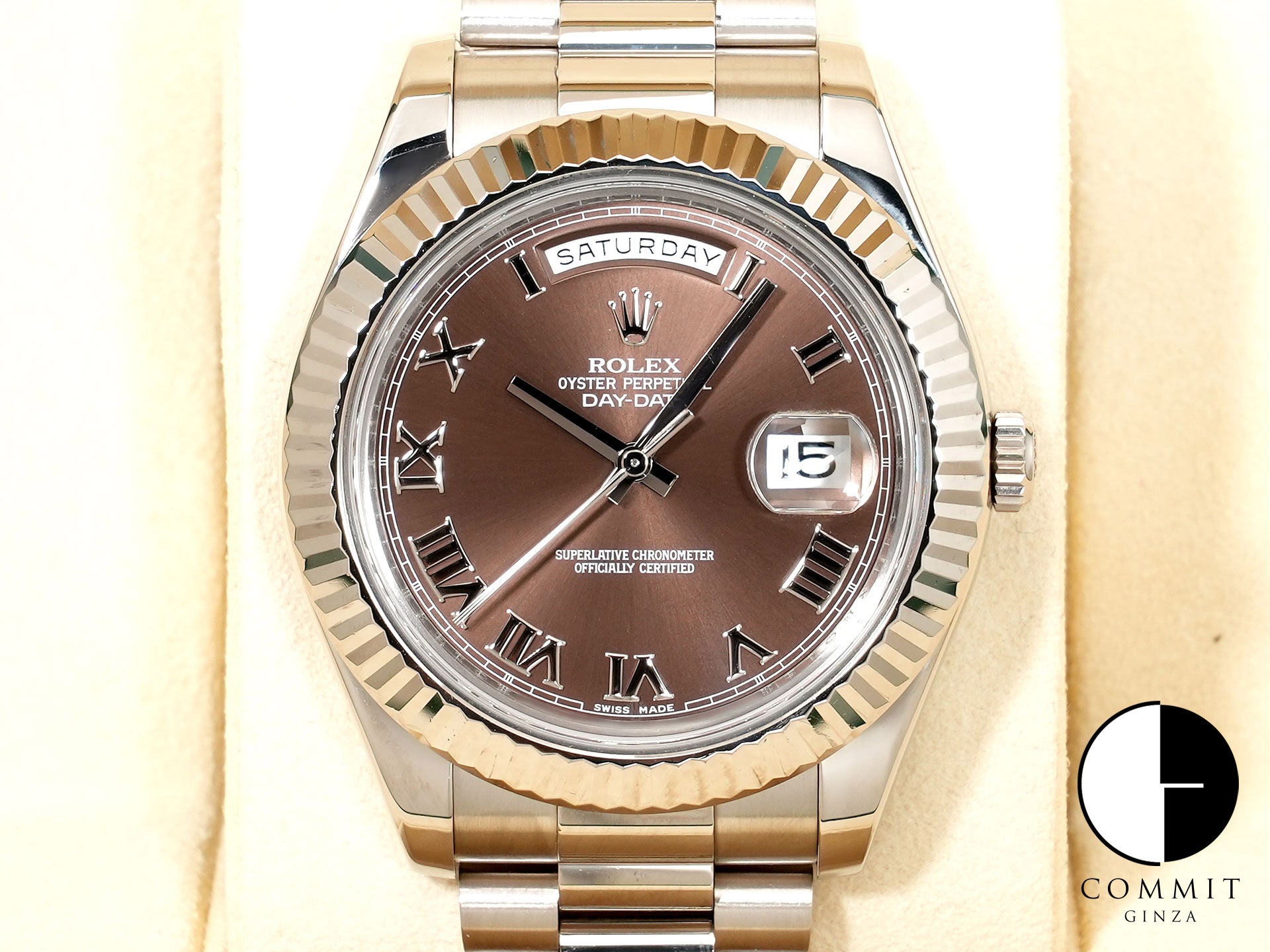 ロレックス デイデイトⅡ Ref.218239 ホワイトゴールド チョコレートローマン文字盤 美品 bsyn8rsn 商品画像1