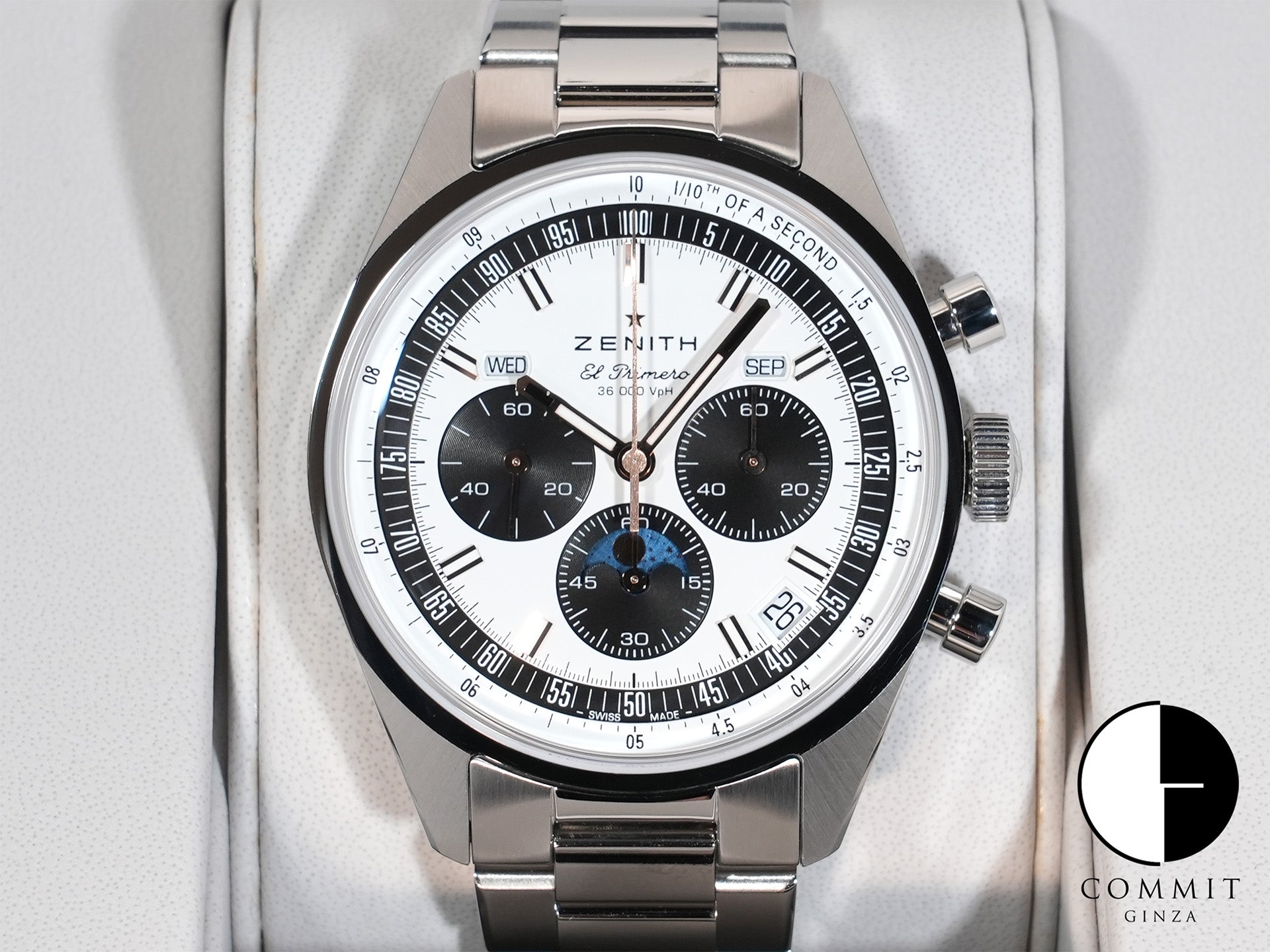 ゼニス クロノマスター オリジナル トリプルカレンダー Ref.03.3400.3610/38.M3200 ステンレススチール ホワイト文字盤 美品 ebirwqej 商品画像1
