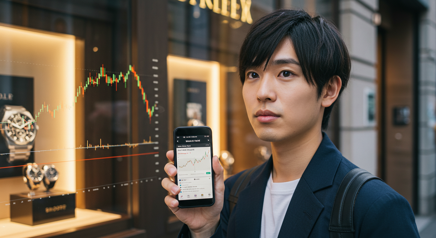 価格アプリで悩む初心者のイメージ