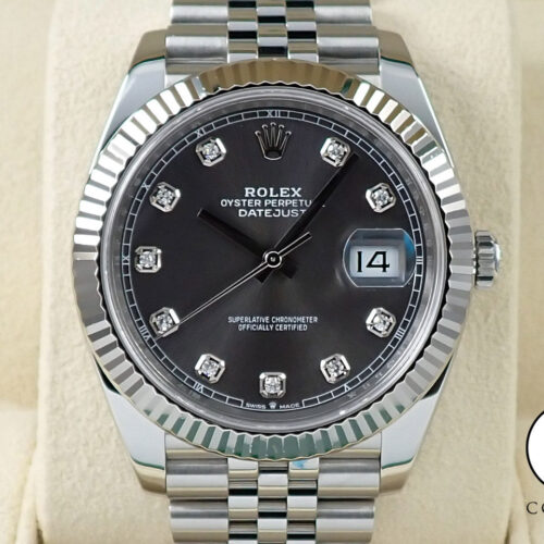 ロレックス デイトジャスト41 Ref.126334G ステンレススチール/ホワイトゴールド スレートx10Pダイヤ文字盤 ジュビリーブレスレット 美中古 26KS8328 商品画像1