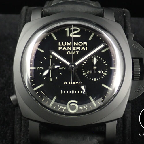 パネライ ルミノール クロノ モノプルサンテ 8デイズ GMT 44MM Ref.PAM00317 ブラック文字盤 美品 9Y3935TS 商品画像1