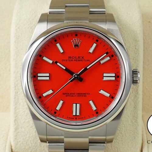 ロレックス オイスターパーペチュアル41 Ref.124300 ステンレススチール コーラルレッド文字盤 商品画像1