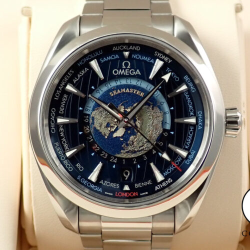 オメガ シーマスター アクアテラ 150M コーアクシャル マスタークロノメーター GMT ワールドタイマー43MM Ref.220.10.43.22.03.001 ブルー文字盤 中古 V0D53AVL 商品画像1