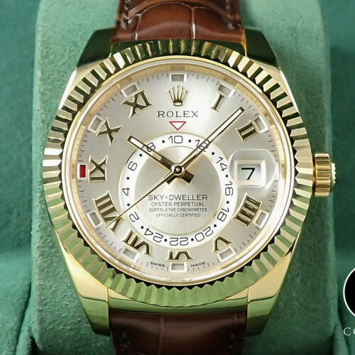 ロレックス スカイドゥエラー Ref.326138 イエローゴールド シルバー文字盤 革ベルト 美品 0S906976 商品画像1